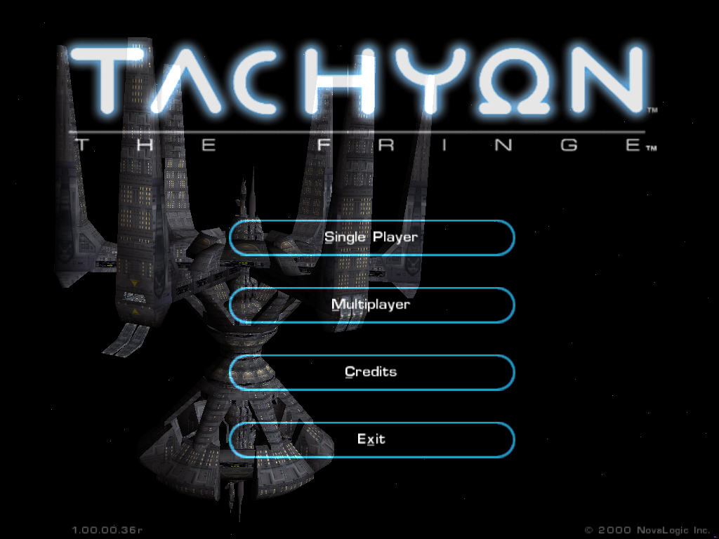 Tachyon: The Fringe (Windows) screenshot: Title menu
