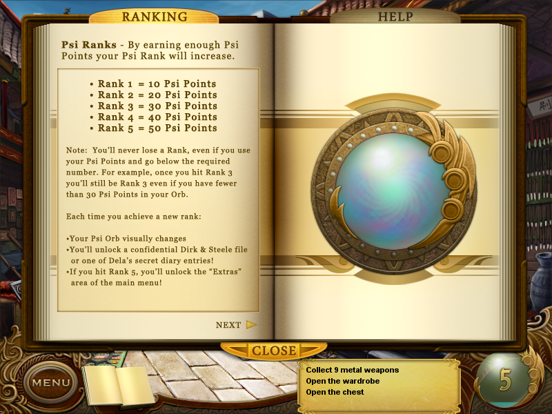 Tiger Eye Part I: Curse of the Riddle Box (Windows) screenshot: Help screen about the rankings.