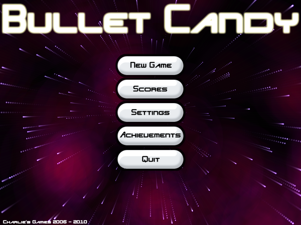 Bullet Candy (Windows) screenshot: Main menu