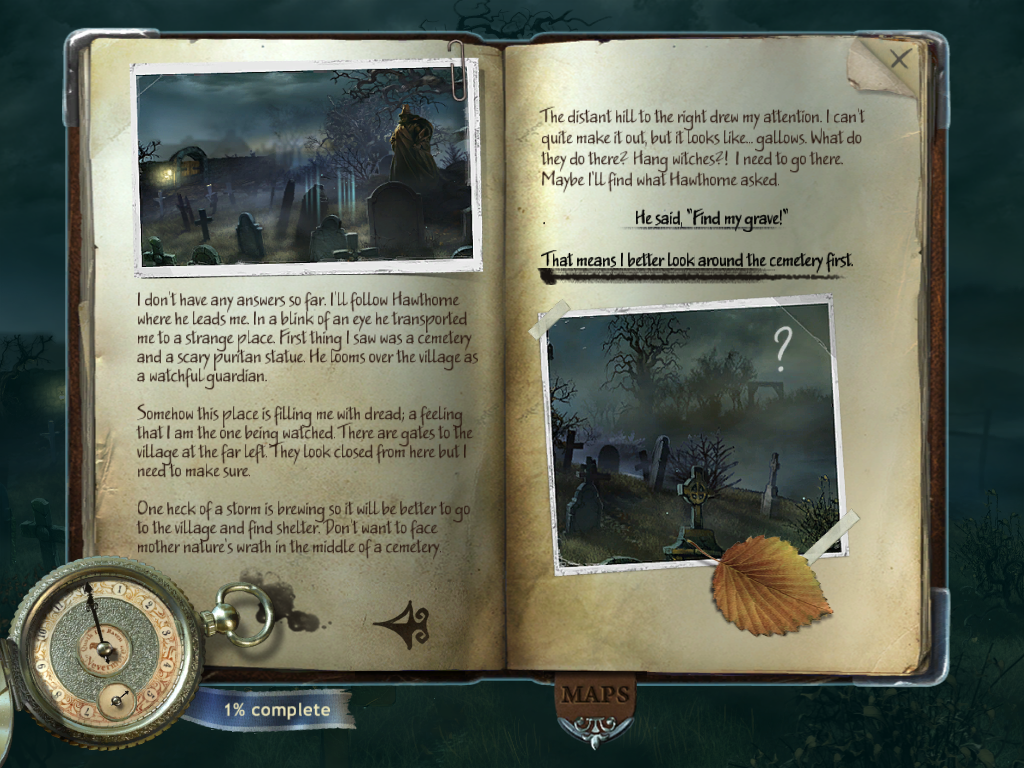 Midnight Mysteries: Salem Witch Trials (Windows) screenshot: Journal entry