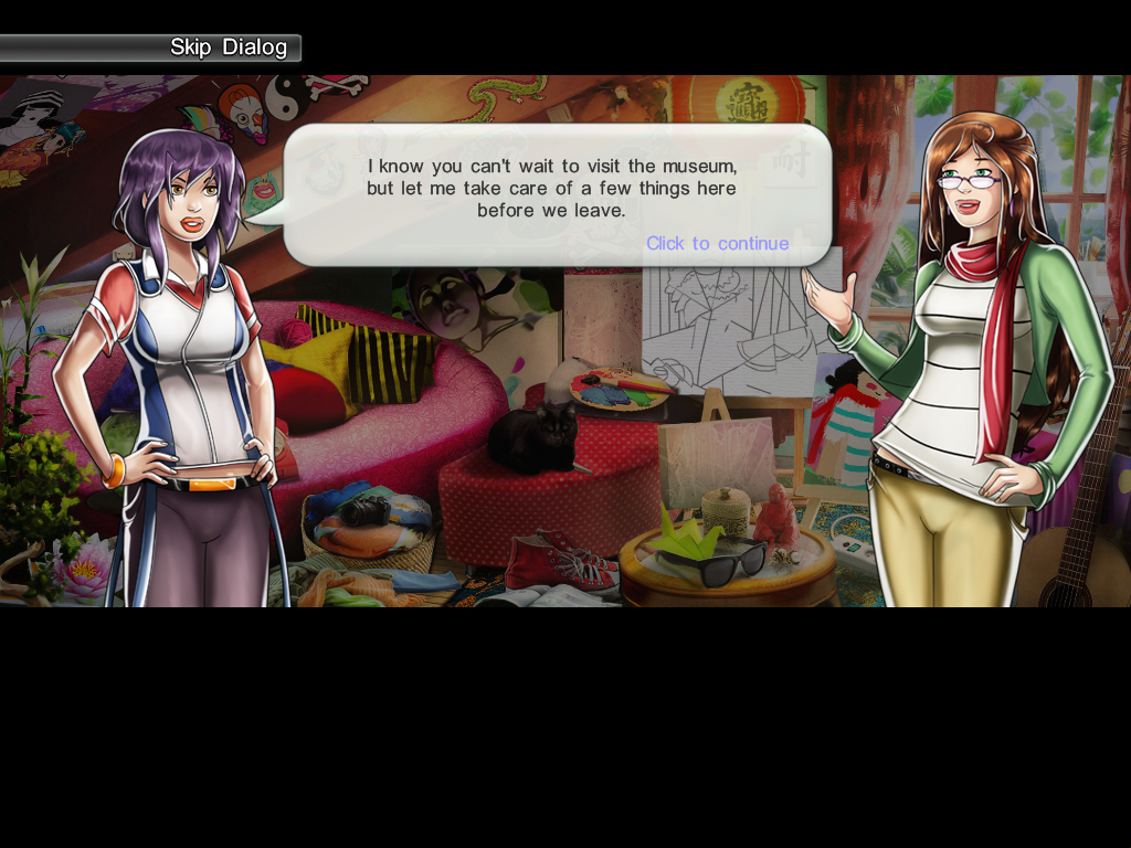 Grace's Quest: To Catch An Art Thief (Windows) screenshot: Meeting Chloe at her apartment.
