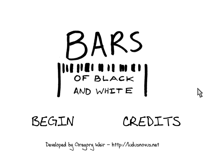 Bars of Black and White (Browser) screenshot: Title Screen / Main Menu