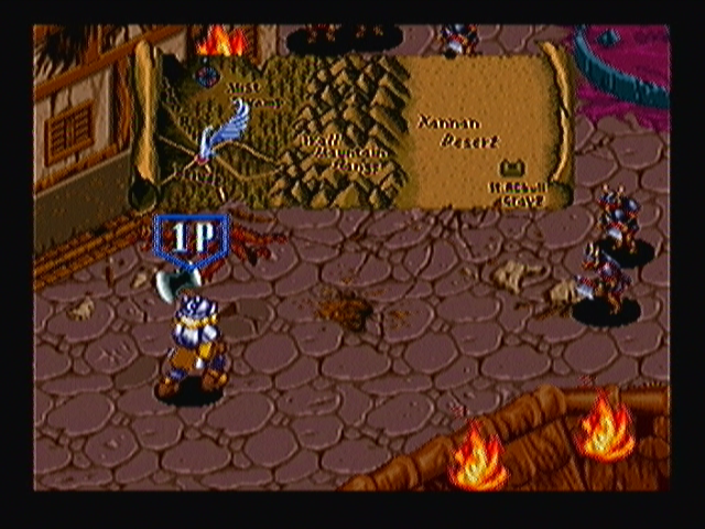 Wizard Fire (Zeebo) screenshot: At the beggining of each stage a little map will show you where you are in your journey, just like <moby game="Golden Axe">Golden Axe</a>.