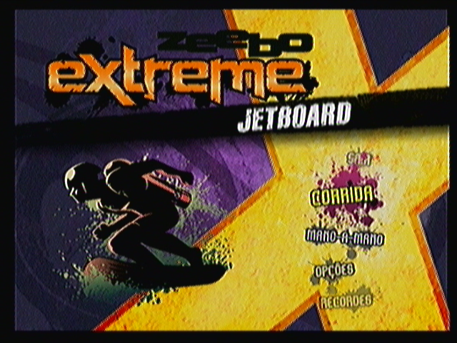 Zeebo Extreme Jetboard (Zeebo) screenshot: Title screen and main menu.