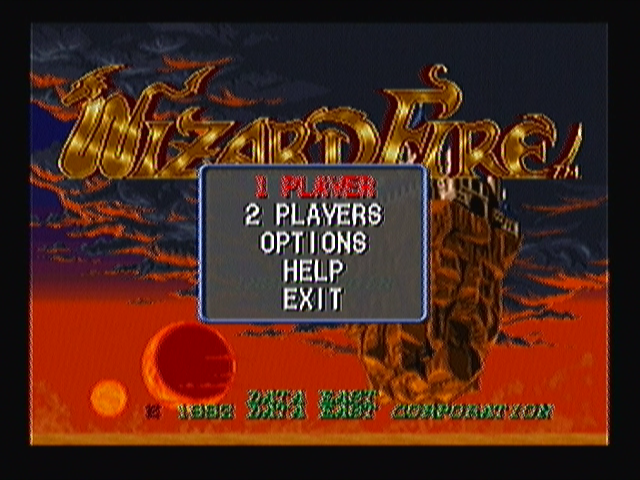 Wizard Fire (Zeebo) screenshot: The only thing added to this version are these pop up menus. Here, for instance, you select number of players, access the options menu, the help screen or exit the game.