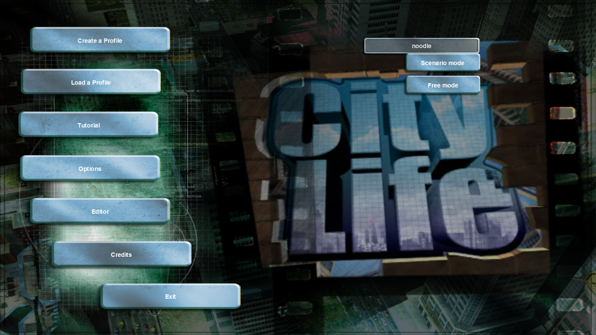 City Life: World Edition (Windows) screenshot: Main Menu