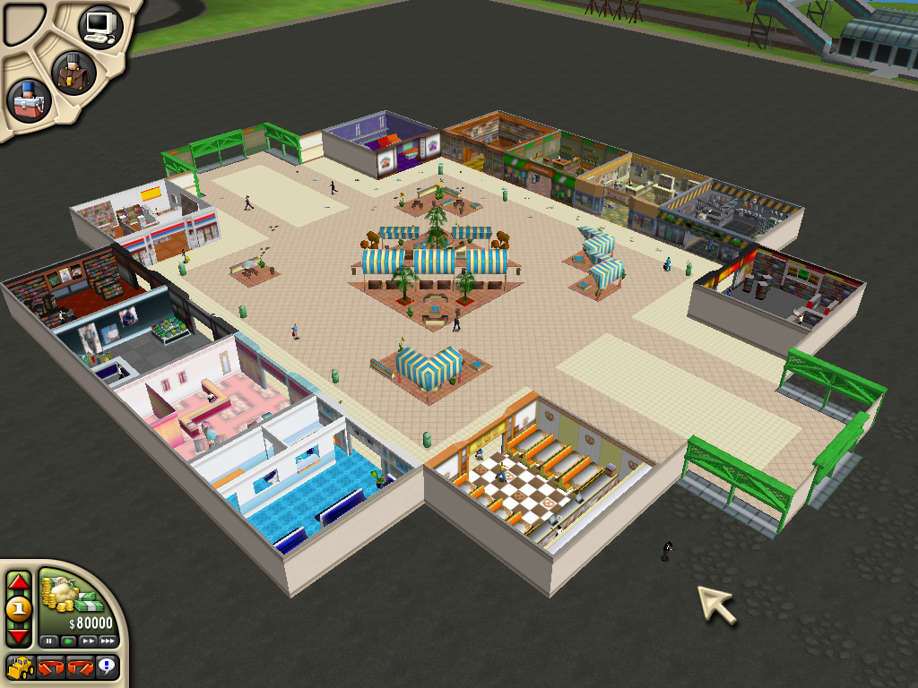 Mall Tycoon 2 (Windows) screenshot: Inside a small Mall