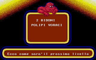 Hypnotic Land (Atari ST) screenshot: Level 2 brief: two bins and... voracious octopuses!