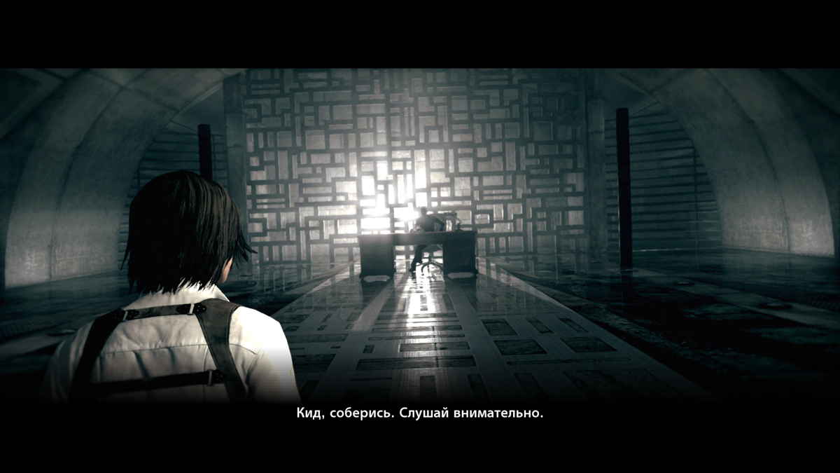 The Evil Within: The Assignment (Windows) screenshot: The Administrator explains Juli her assignment