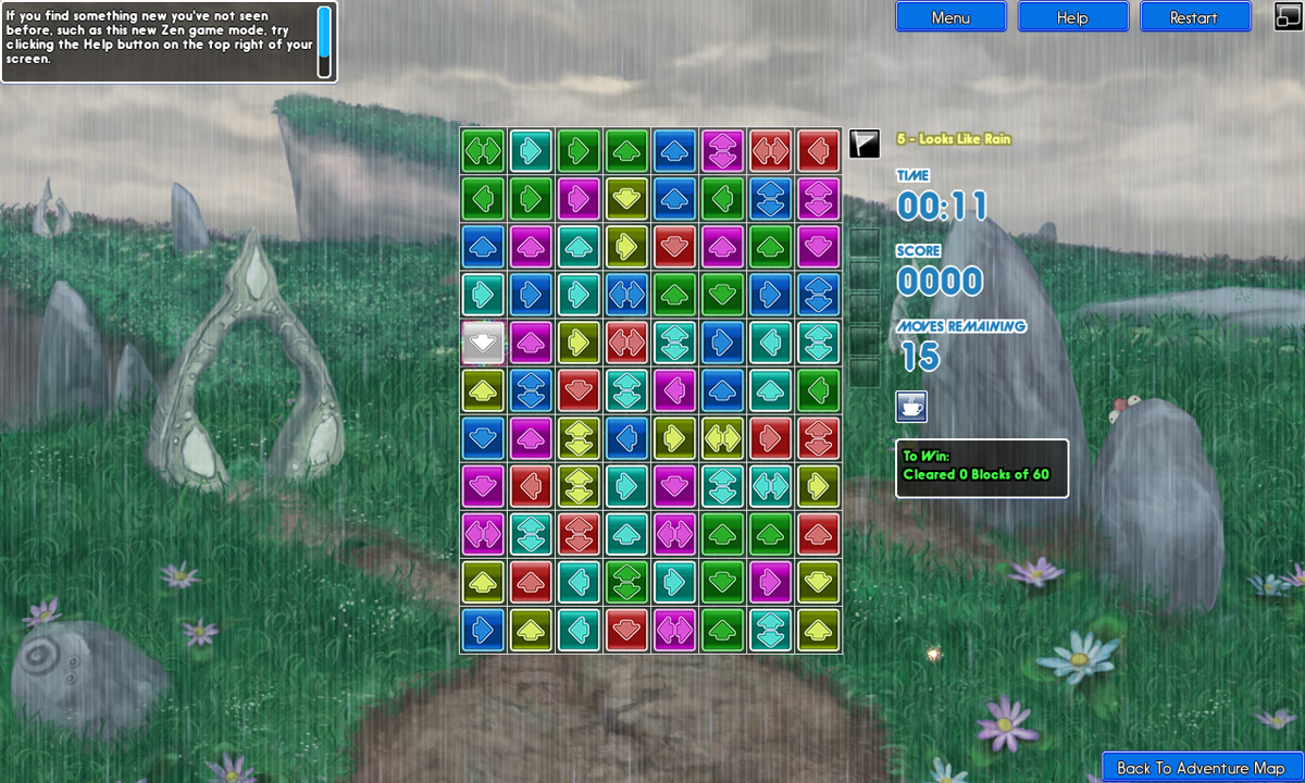 Tidalis (Windows) screenshot: The zen levels don't have any falling blocks and are more puzzle based