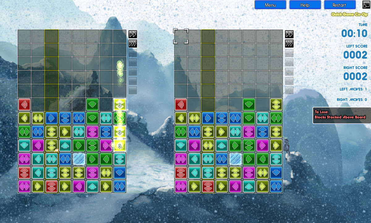 Tidalis (Windows) screenshot: A two board multiplayer game