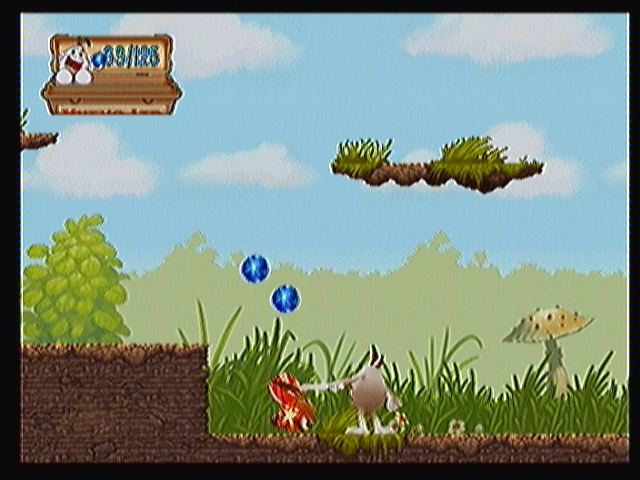 Un Juego de Huevos (Zeebo) screenshot: First stage gameplay. Toto uses a lollipop as a weapon. His first enemies will be ants.