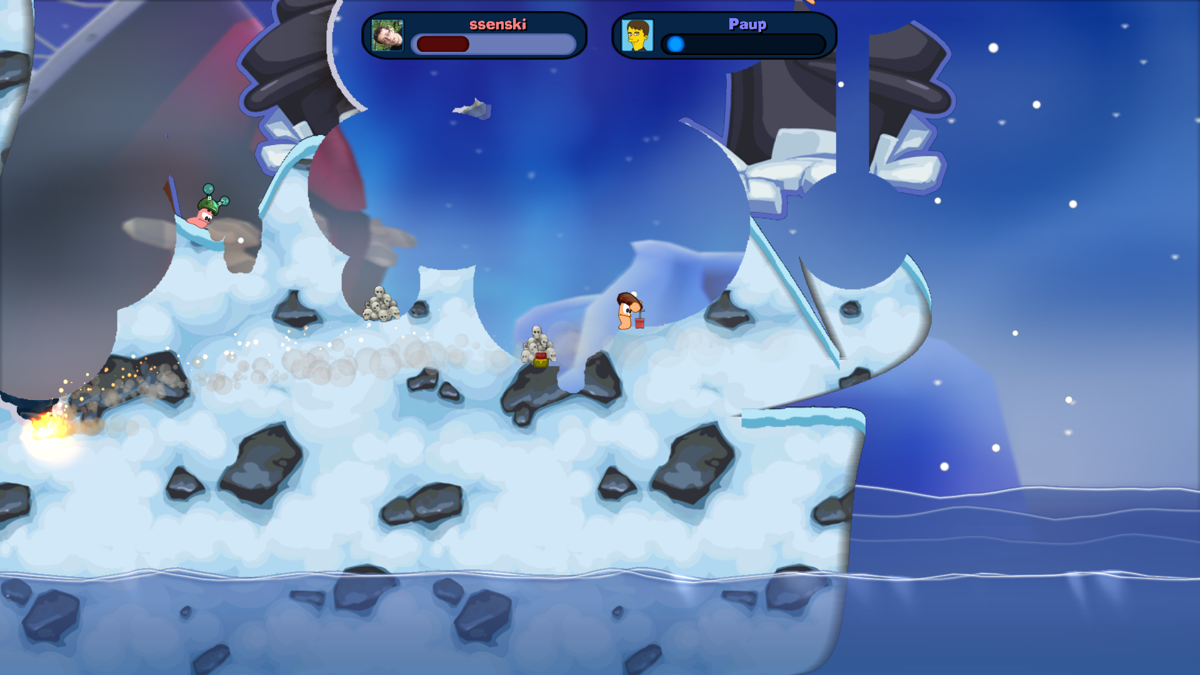 Worms: Reloaded (Windows) screenshot: When worms reach 0 hitpoints they blow themselves up