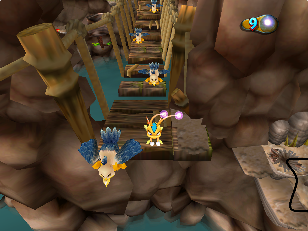 Zapper: One Wicked Cricket! (Windows) screenshot: Avoiding the condors in the Rockface chase