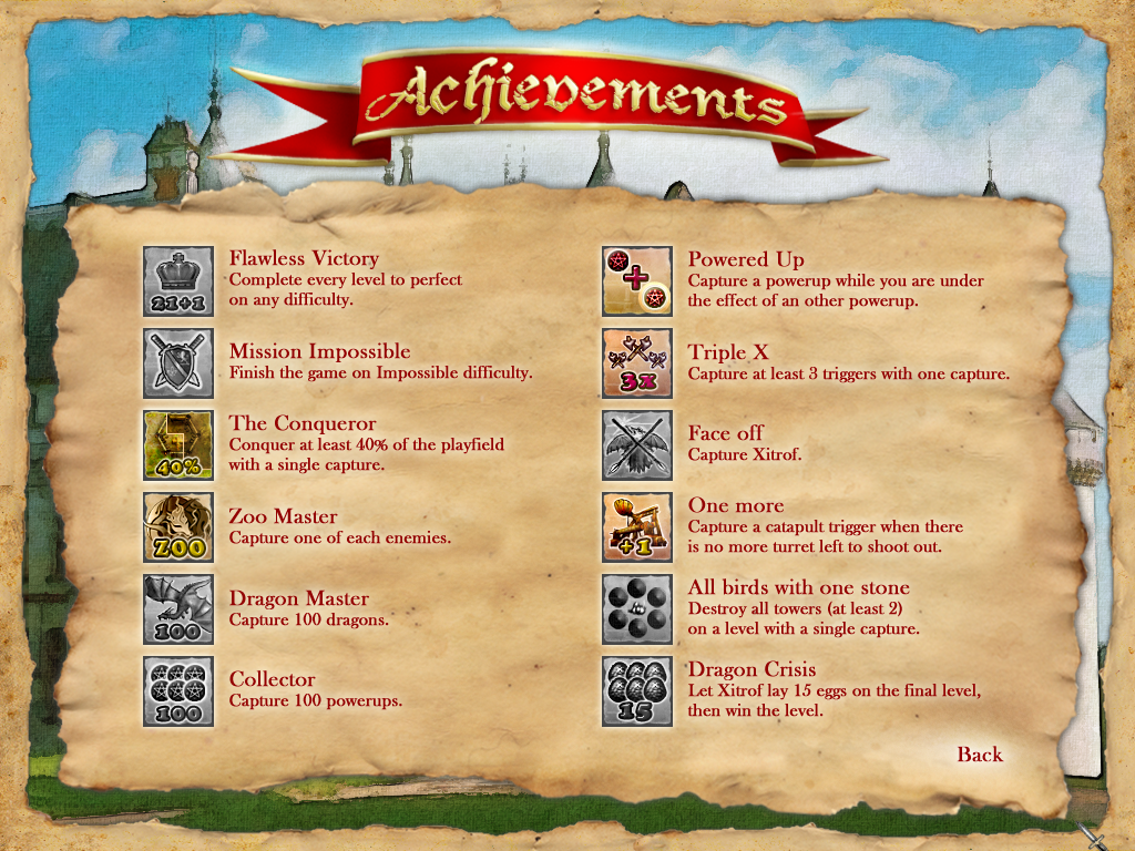 Fortix (Windows) screenshot: Achievements