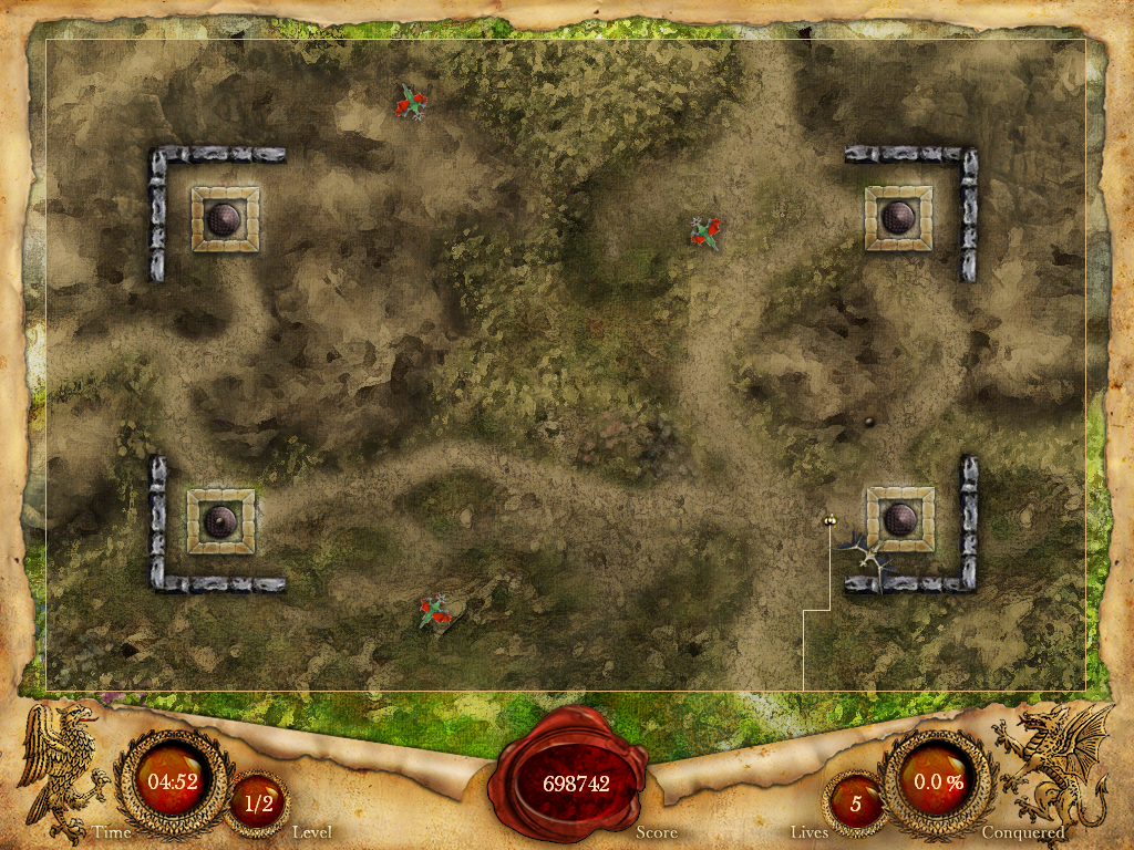 Fortix (Windows) screenshot: These ancient towers has to be encircled to be destroyed