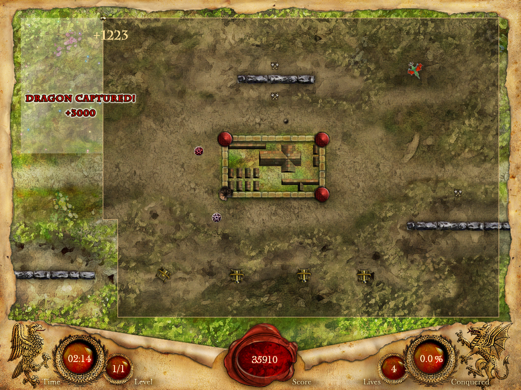 Fortix (Windows) screenshot: Dragon defeated