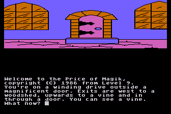 The Price of Magik (Atari 8-bit) screenshot: Starting the Adventure