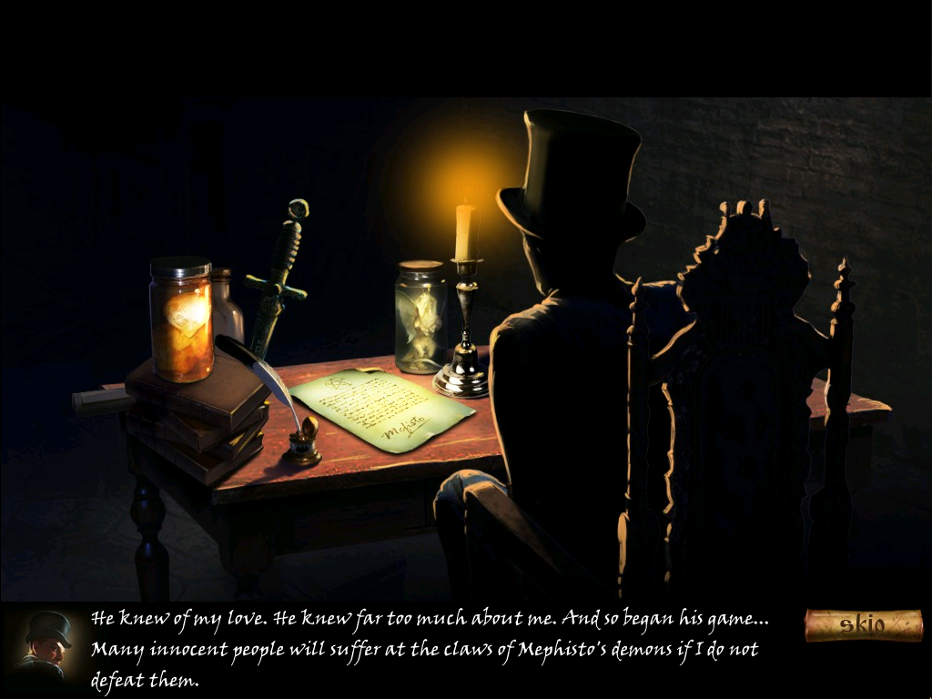 Exorcist (Windows) screenshot: Garret reading the letter.