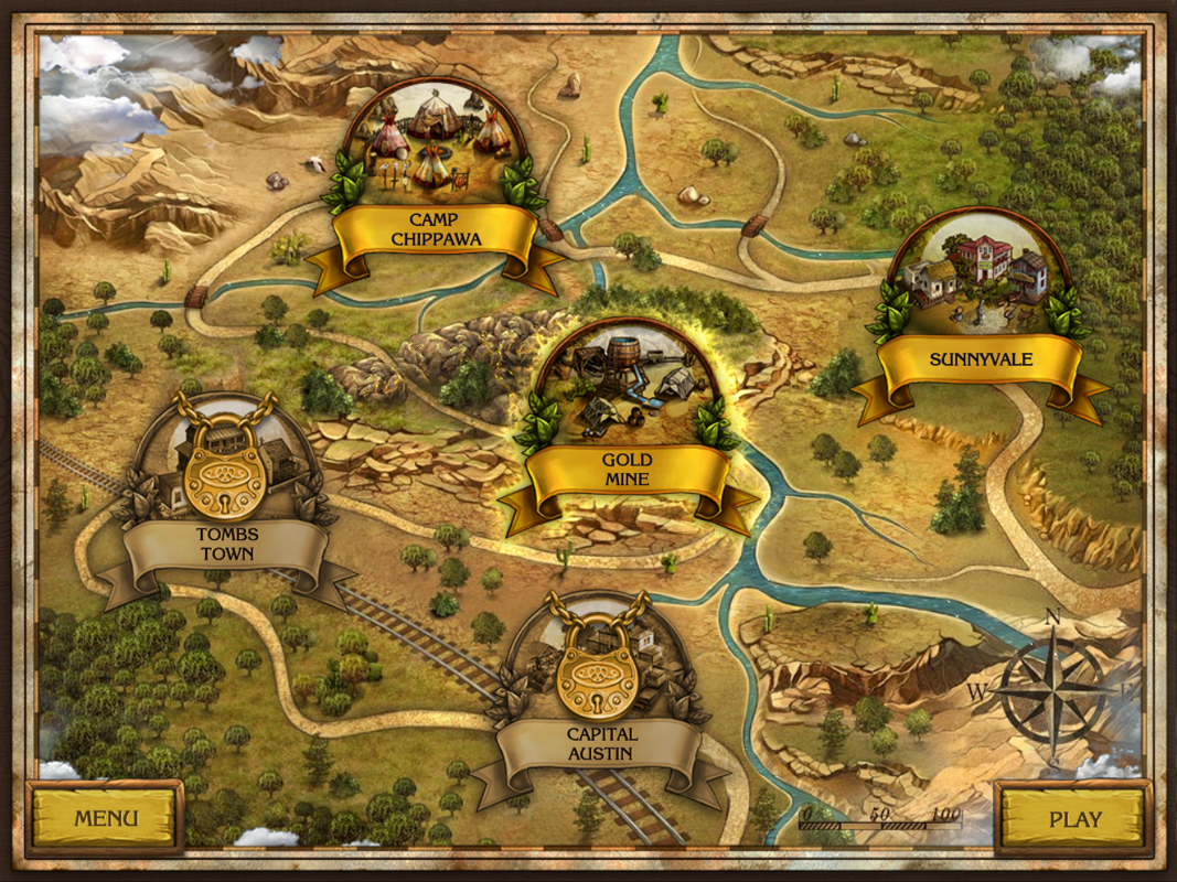 Golden Trails: The New Western Rush (Windows) screenshot: Locations