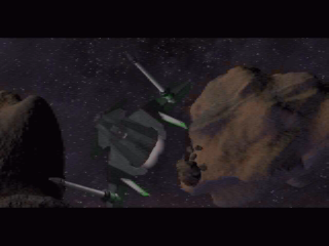 Wing Commander: The Kilrathi Saga (Windows) screenshot: Intro - Hornet patrolling an asteroid field