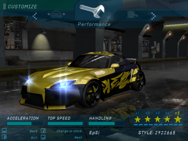 Need for Speed: Underground (Windows) screenshot: Customize Car