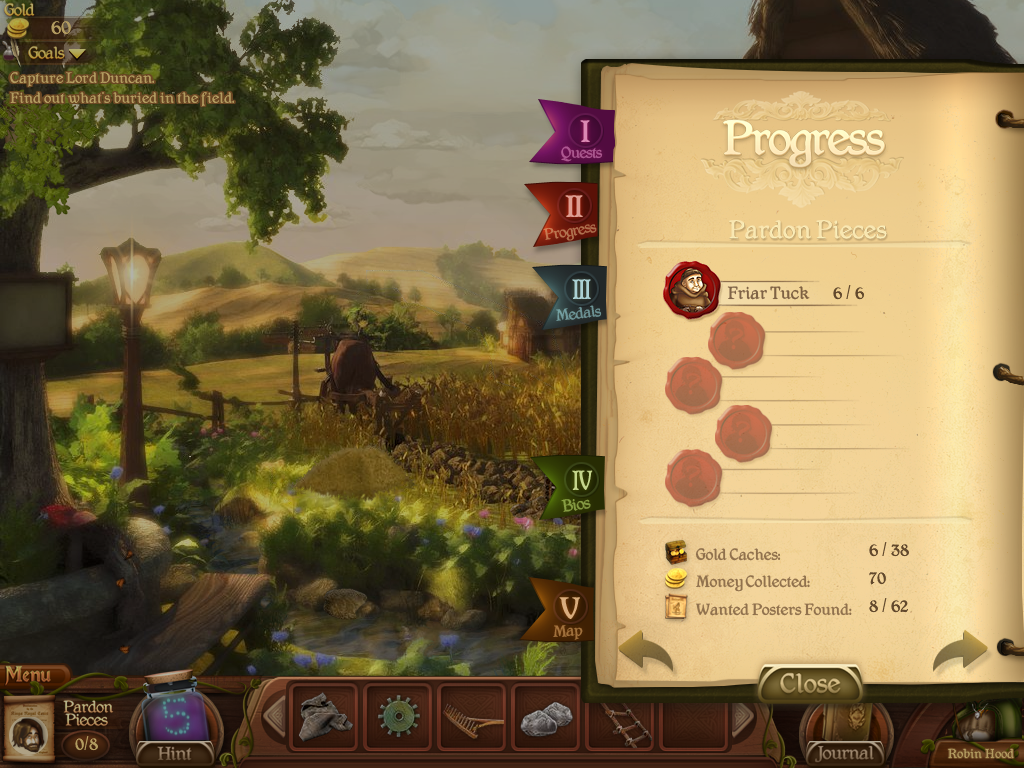 Robin's Quest: A Legend Born (Windows) screenshot: Progress