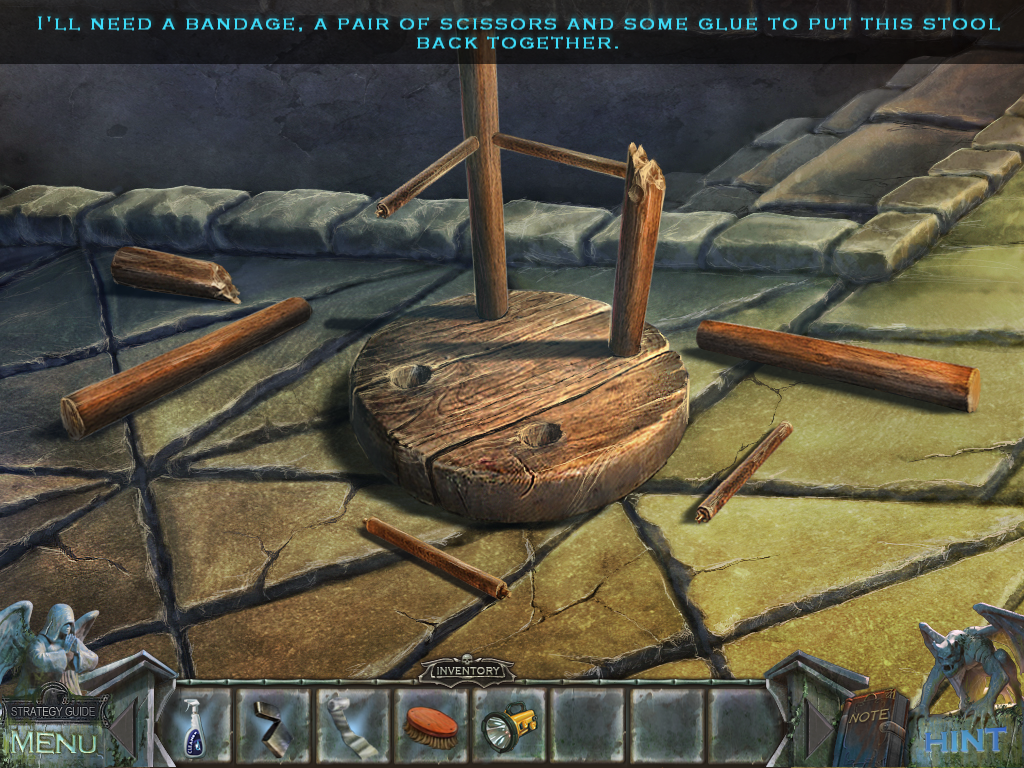 Redemption Cemetery: Curse of the Raven (Windows) screenshot: Broken stool