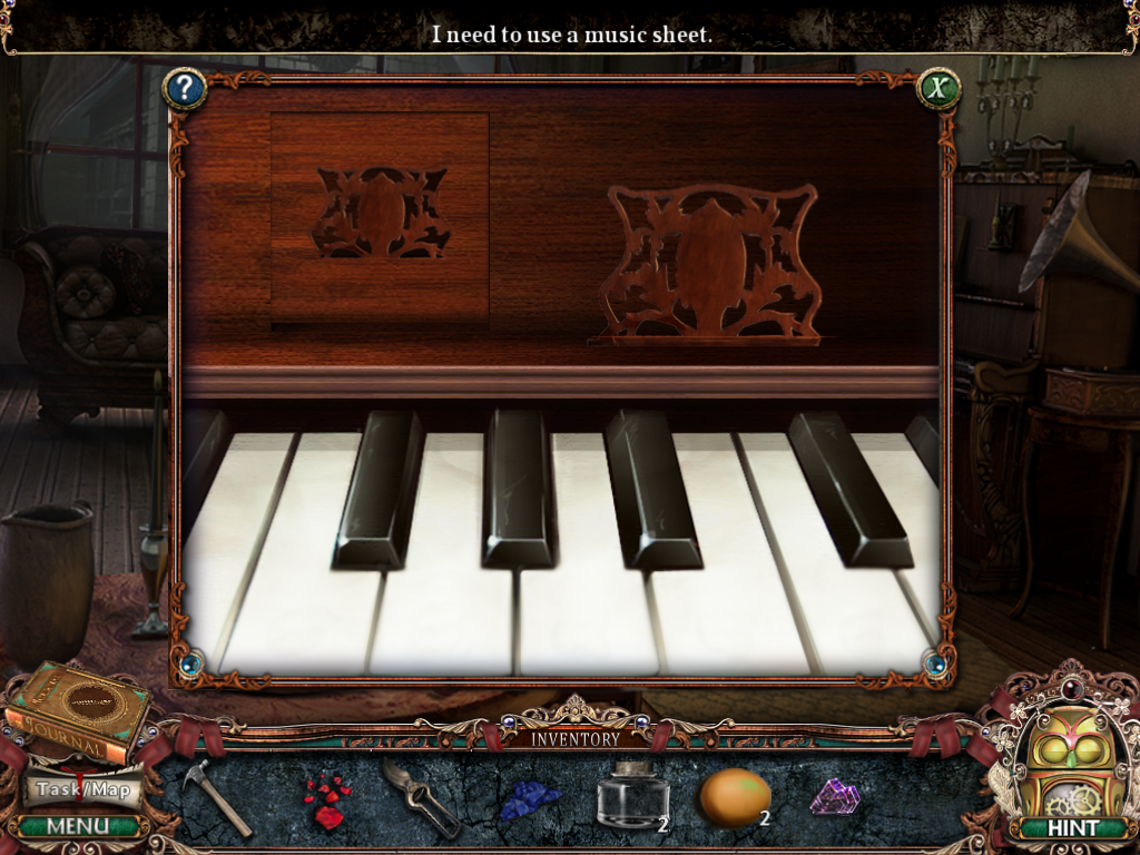 Victorian Mysteries: Woman in White (Windows) screenshot: Piano keys