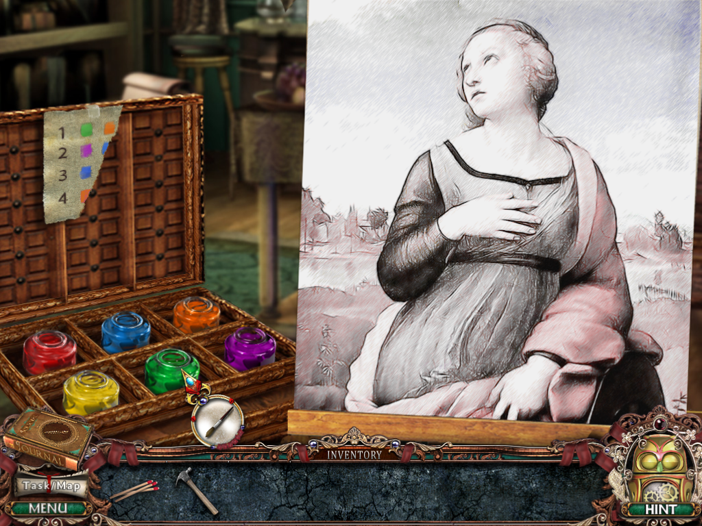 Victorian Mysteries: Woman in White (Windows) screenshot: Painting mini-game