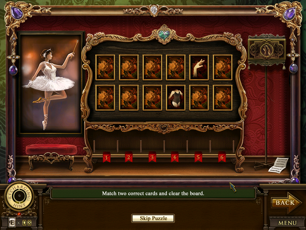 Enlightenus II: The Timeless Tower (Windows) screenshot: Memory game with matching cards