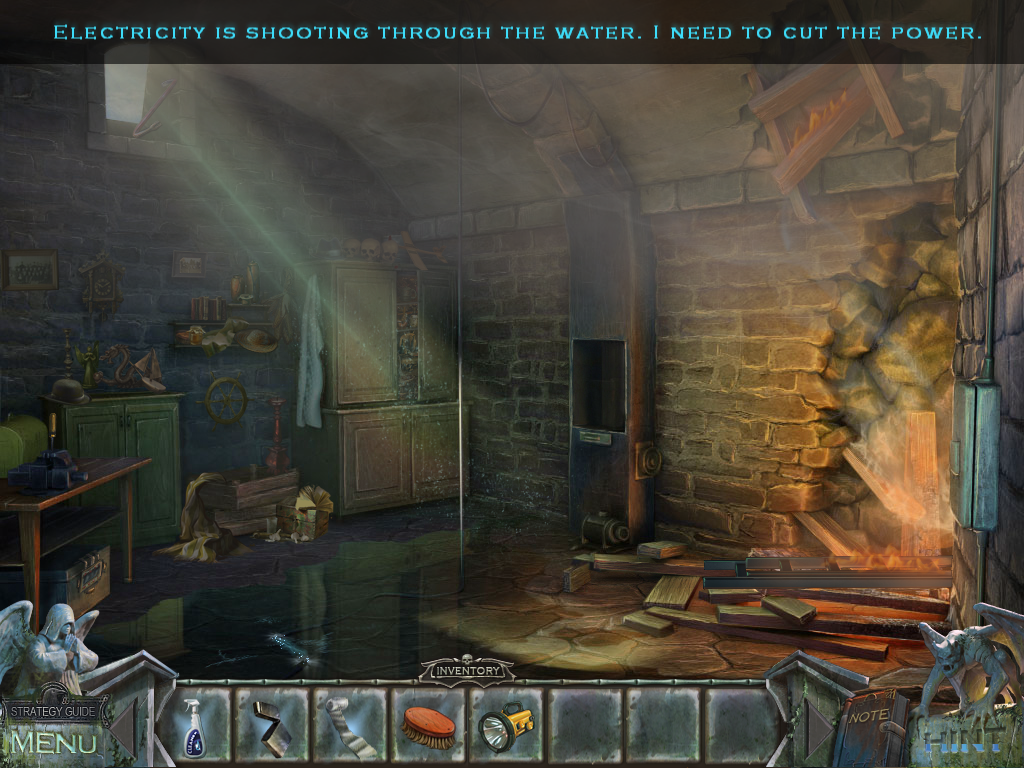 Redemption Cemetery: Curse of the Raven (Windows) screenshot: Flooded basement