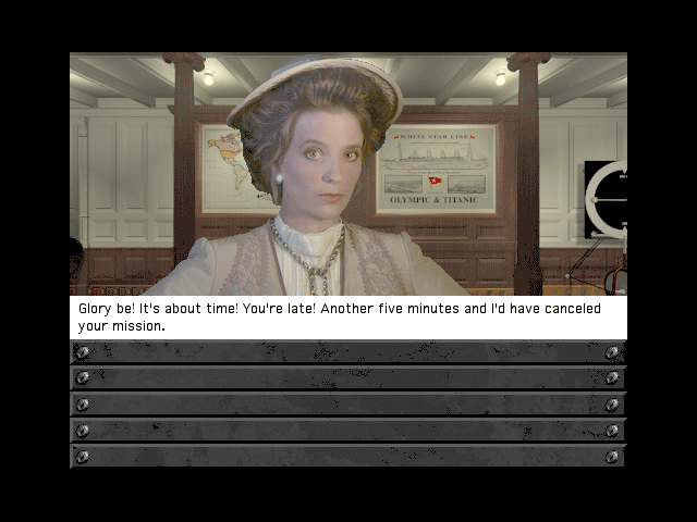 Titanic: Adventure Out of Time (Macintosh) screenshot: Your first mission contact Penny Pringle