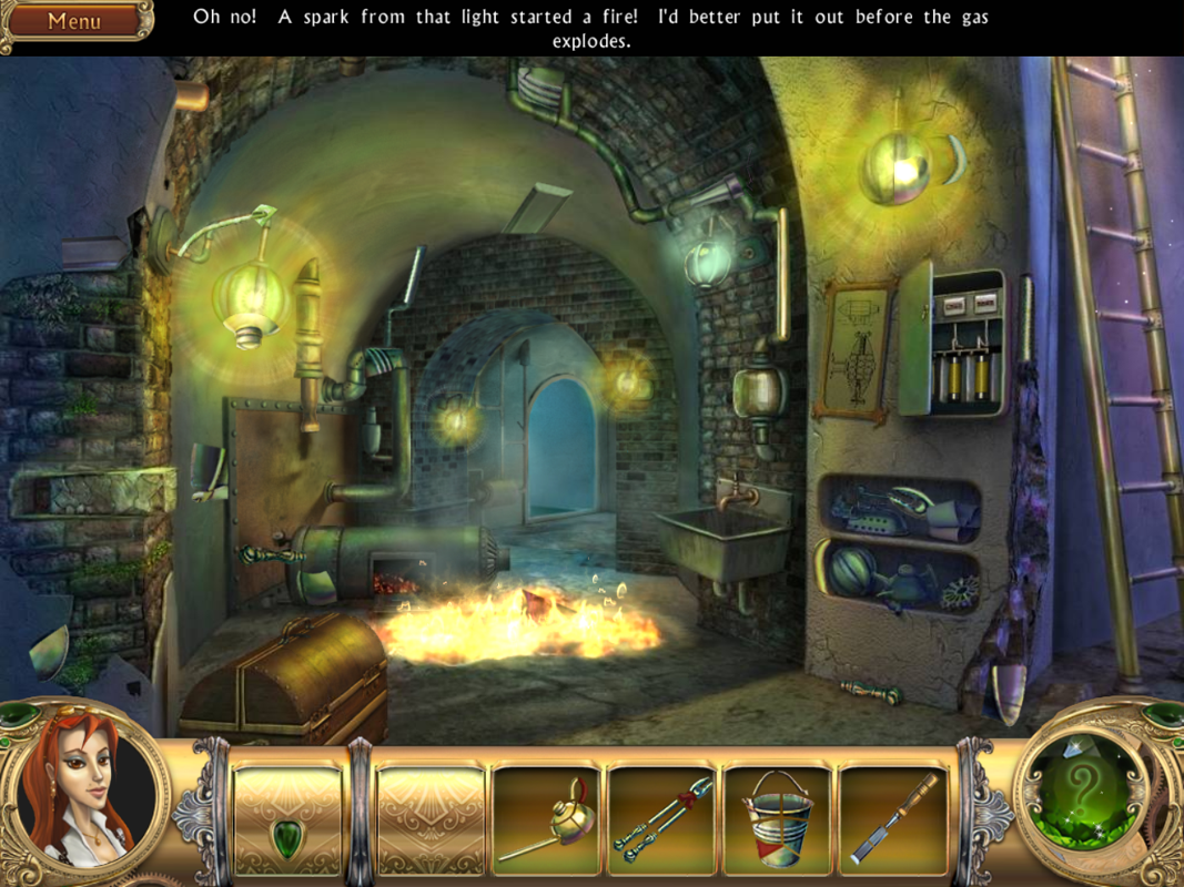 Snark Busters: Welcome to the Club (Windows) screenshot: Basement on fire