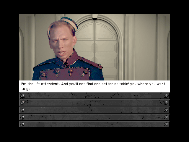 Titanic: Adventure Out of Time (Macintosh) screenshot: The Lift attendent