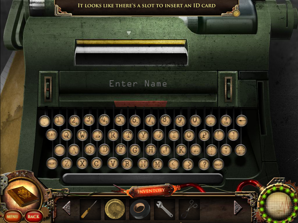 Nightfall Mysteries: Asylum Conspiracy (Windows) screenshot: Typewriter