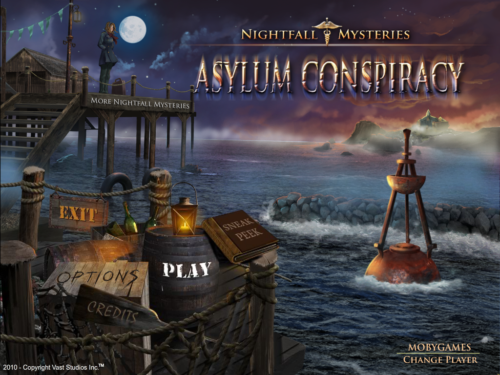 Nightfall Mysteries: Asylum Conspiracy (Windows) screenshot: Main menu