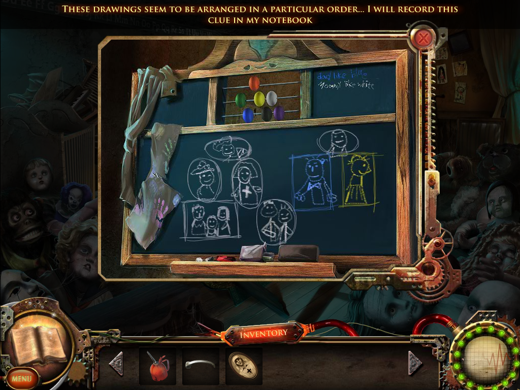 Nightfall Mysteries: Asylum Conspiracy (Windows) screenshot: Chalk board