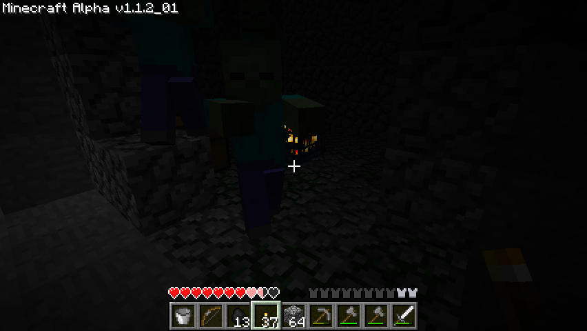 Minecraft (Windows) screenshot: Zombies are spawned in this room.