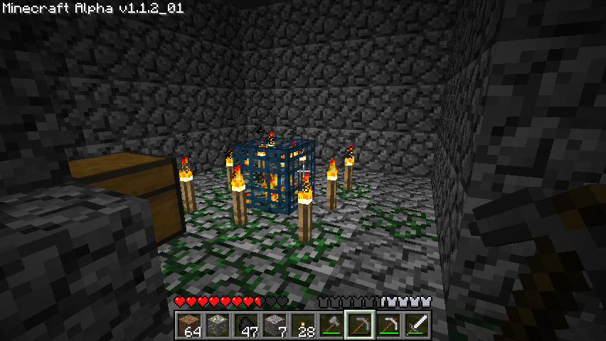 Minecraft (Windows) screenshot: Placing enough lights prevents them from spawning.