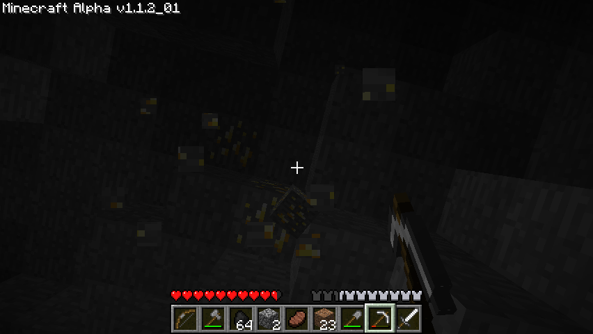 Minecraft (Windows) screenshot: Found a gold vein!