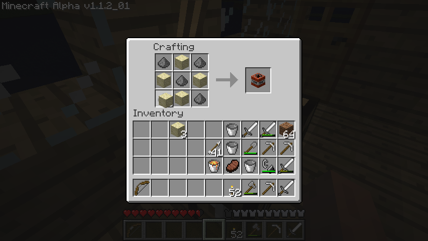 Minecraft (Windows) screenshot: Creating TNT.