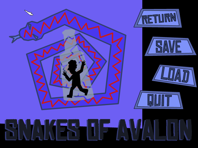 Snakes of Avalon (Windows) screenshot: The main menu with an animated Snakes of Avalon logo.