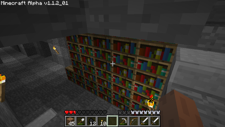 Minecraft (Windows) screenshot: Bookcase.
