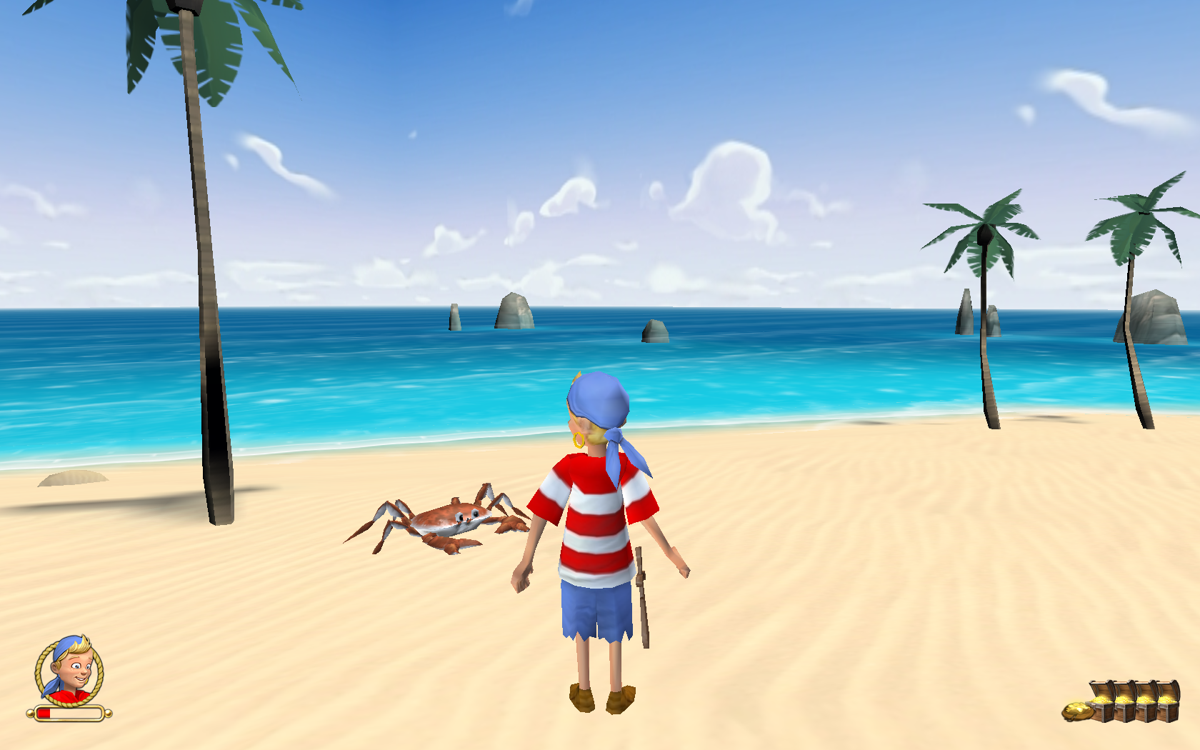 Kaptein Sabeltann (Windows) screenshot: Crabs can't be fought - they just have to be avoided