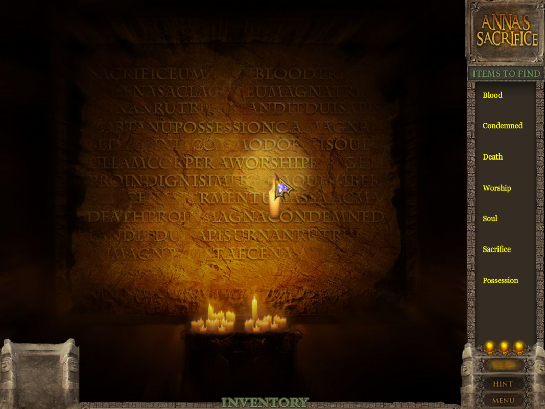 Bloodline of the Fallen: Anna's Sacrifice (Windows) screenshot: Searching for the words set on stone.
