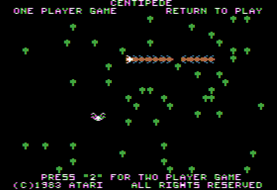 Centipede (Apple II) screenshot: Title screen