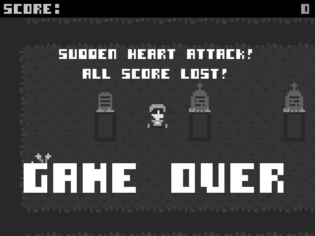 Graveyard Graveyard Revolution (Browser) screenshot: Sudden heart attack, the game is over.
