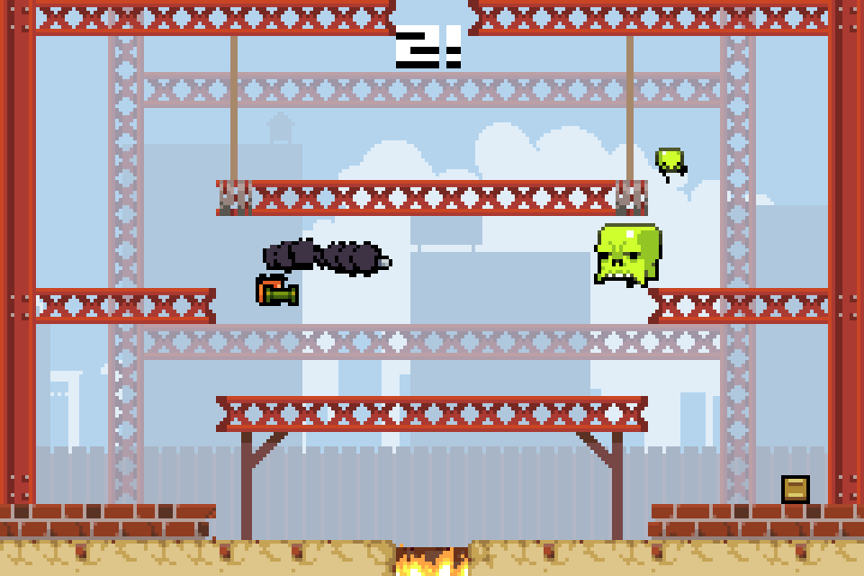 Super Crate Box (Windows) screenshot: Firing the bazooka