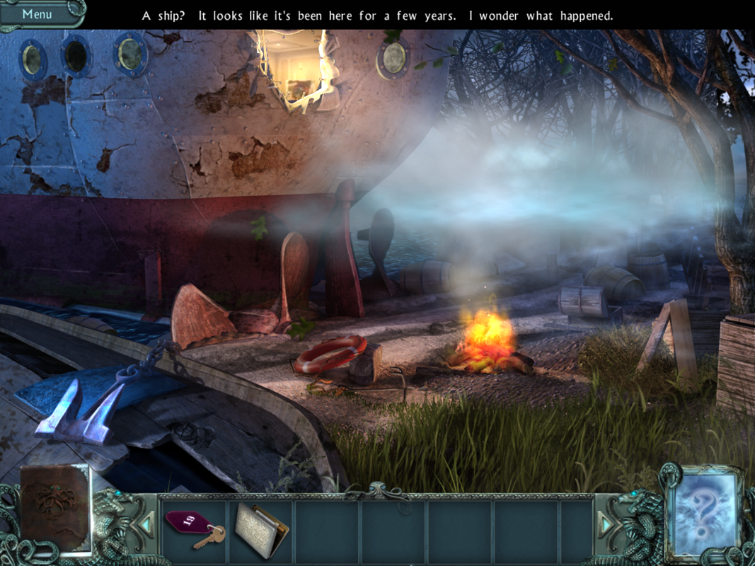 Twisted Lands: Shadow Town (Windows) screenshot: Fire pit near the shipwreck